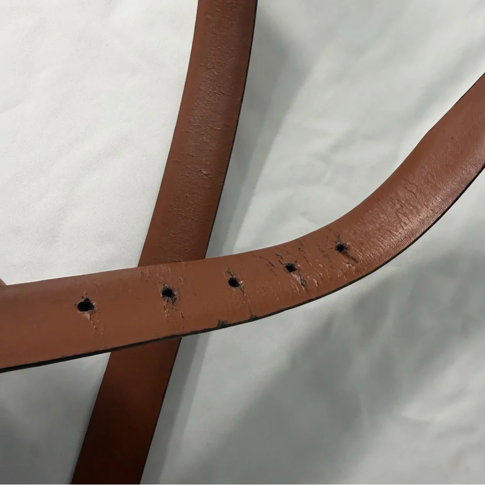 Men's Handcrafted Genuine Leather Brown Leather‎ Belt Silver Buckle